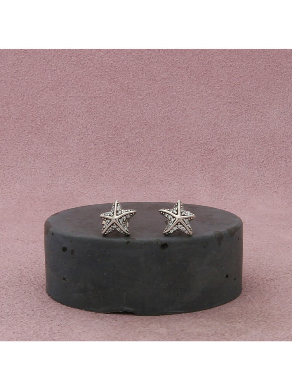 pandora sterling silver authentic cz tropical starfish stud (290748cz) earrings
